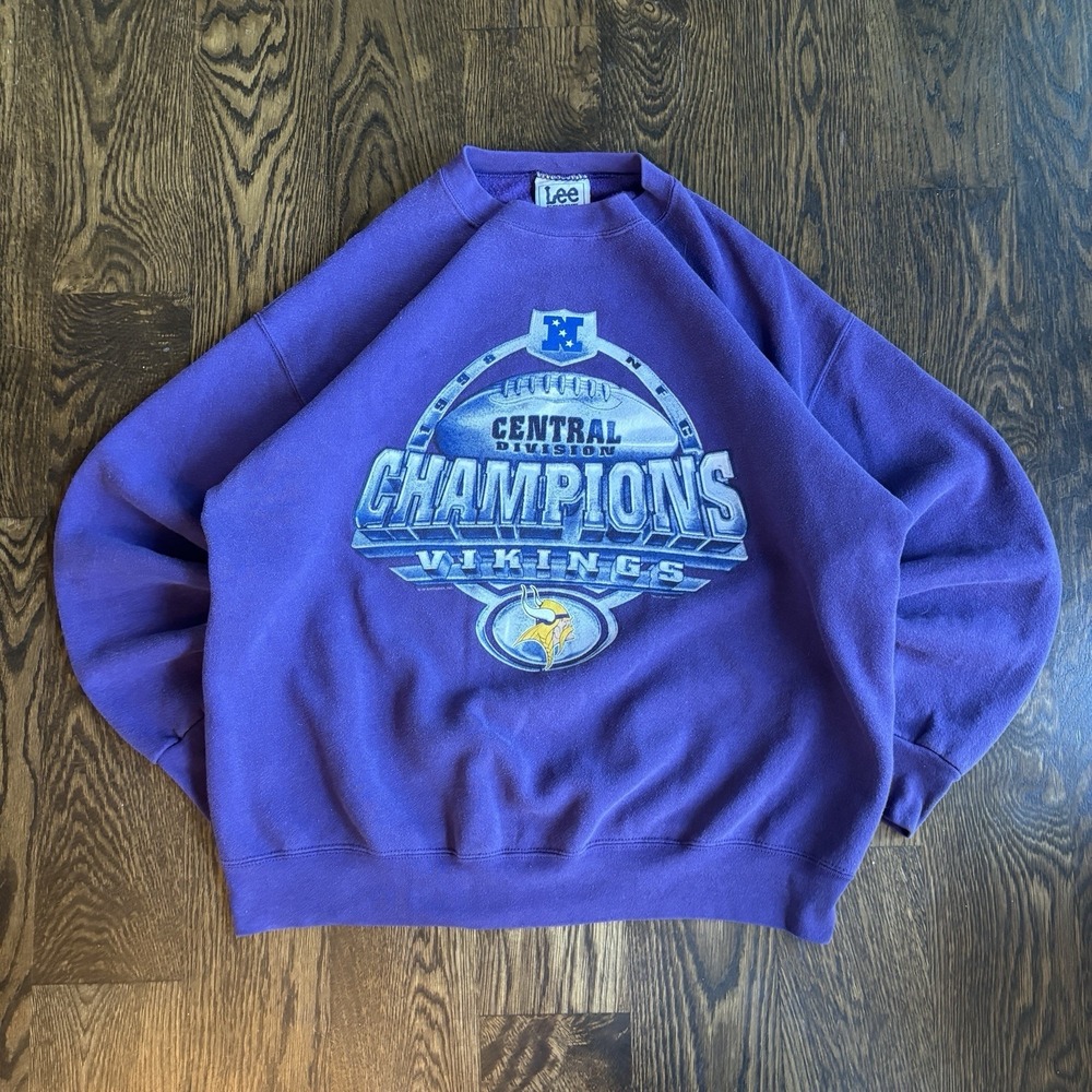 Vintage 90s NFL Minnesota Vikings Crewneck Sweater Mens XL Randy Moss NFC Champs